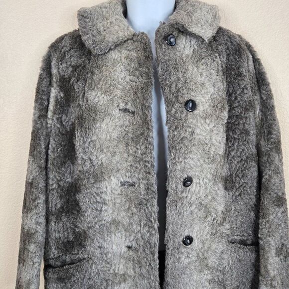 Vintage 60s Gotham Persian Lamb Llama Curl Coat Womens M Gray Mid Length - Picture 3 of 7